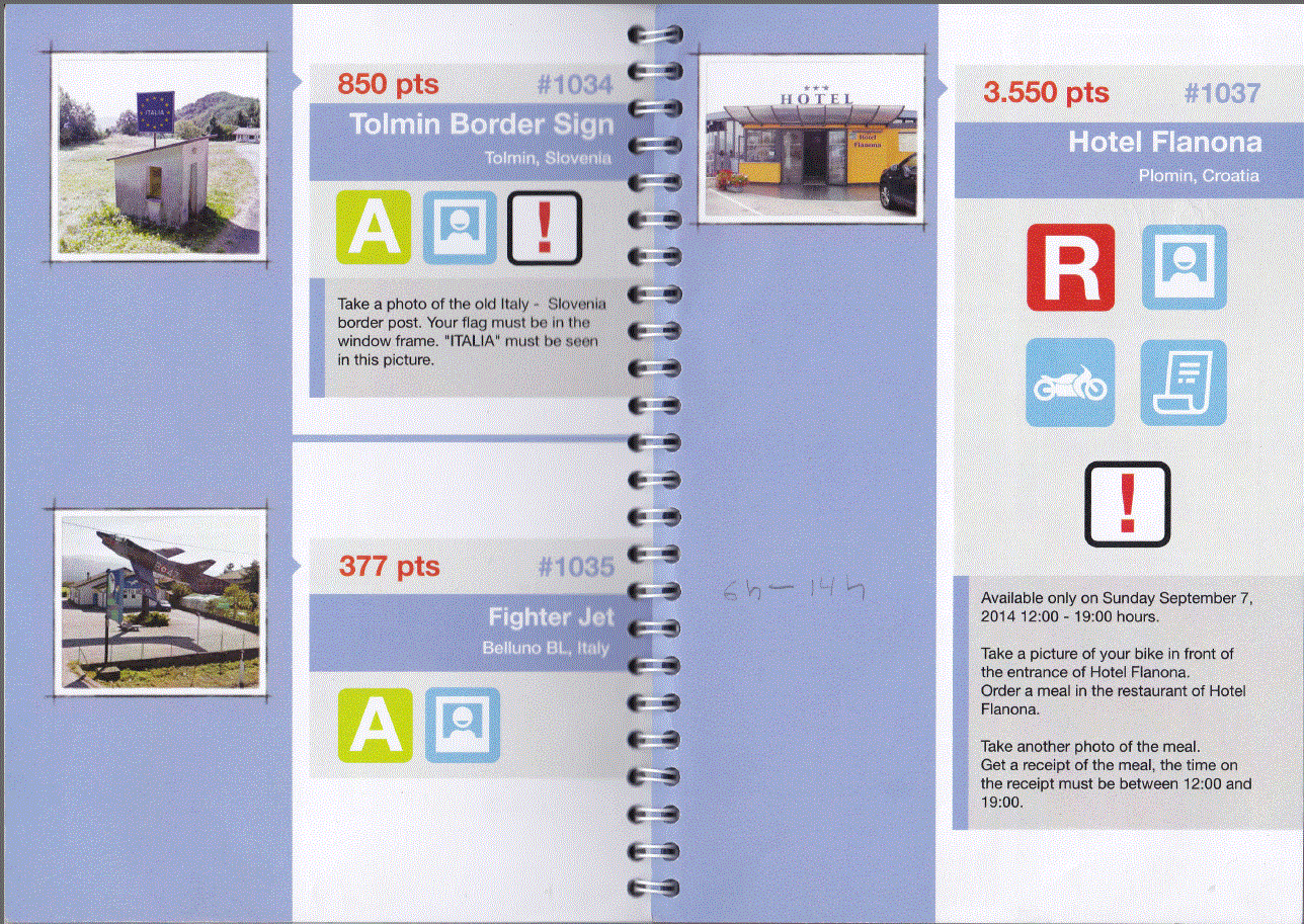 Esimerkki rallikirjasta.